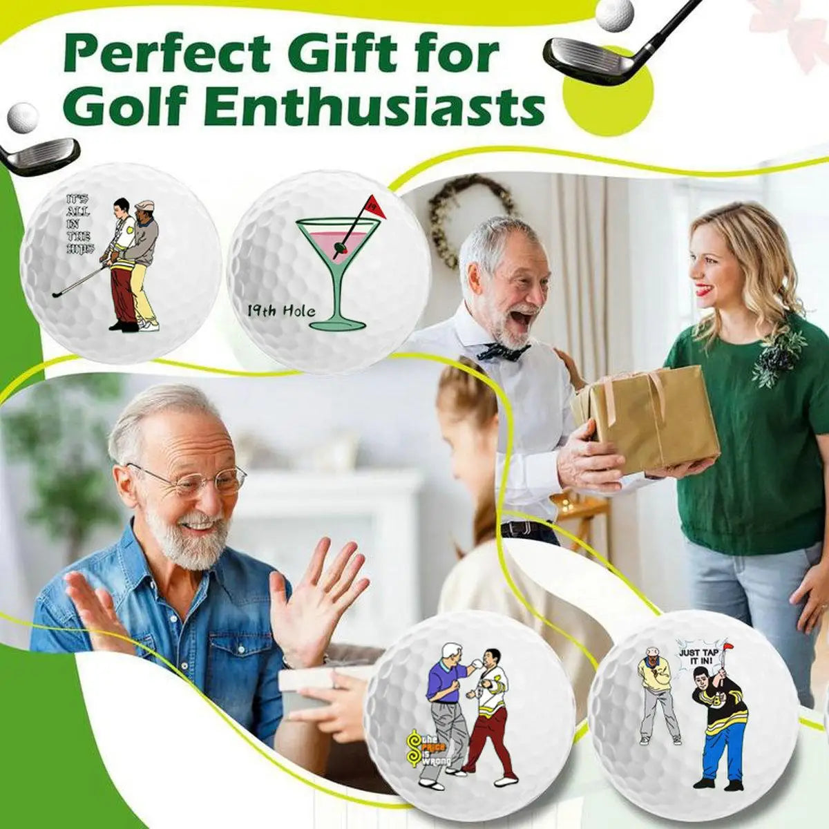 4-Pack Funny Cartoon Golf Balls – Novelty Training Gift Set for Men & Dads
