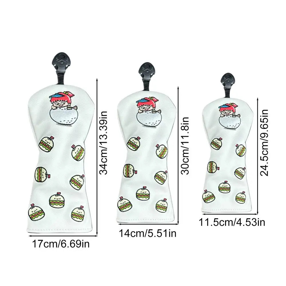 3-Piece Golf Club Headcover Set – Driver, Fairway, Hybrid