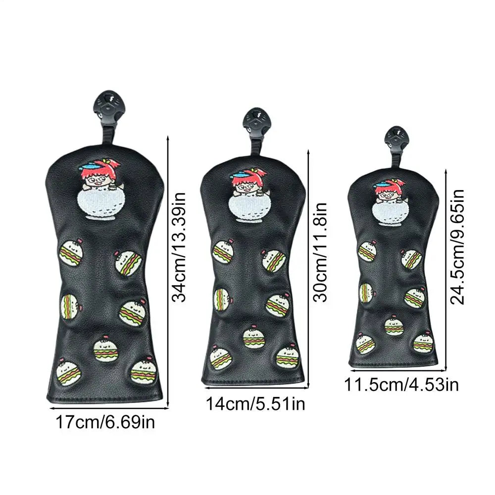 3-Piece Golf Club Headcover Set – Driver, Fairway, Hybrid