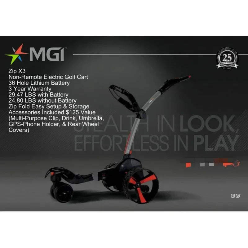 AQMGI Zip X3 Electric Golf Cart – 36-Hole Lithium Power with Premium Accessories