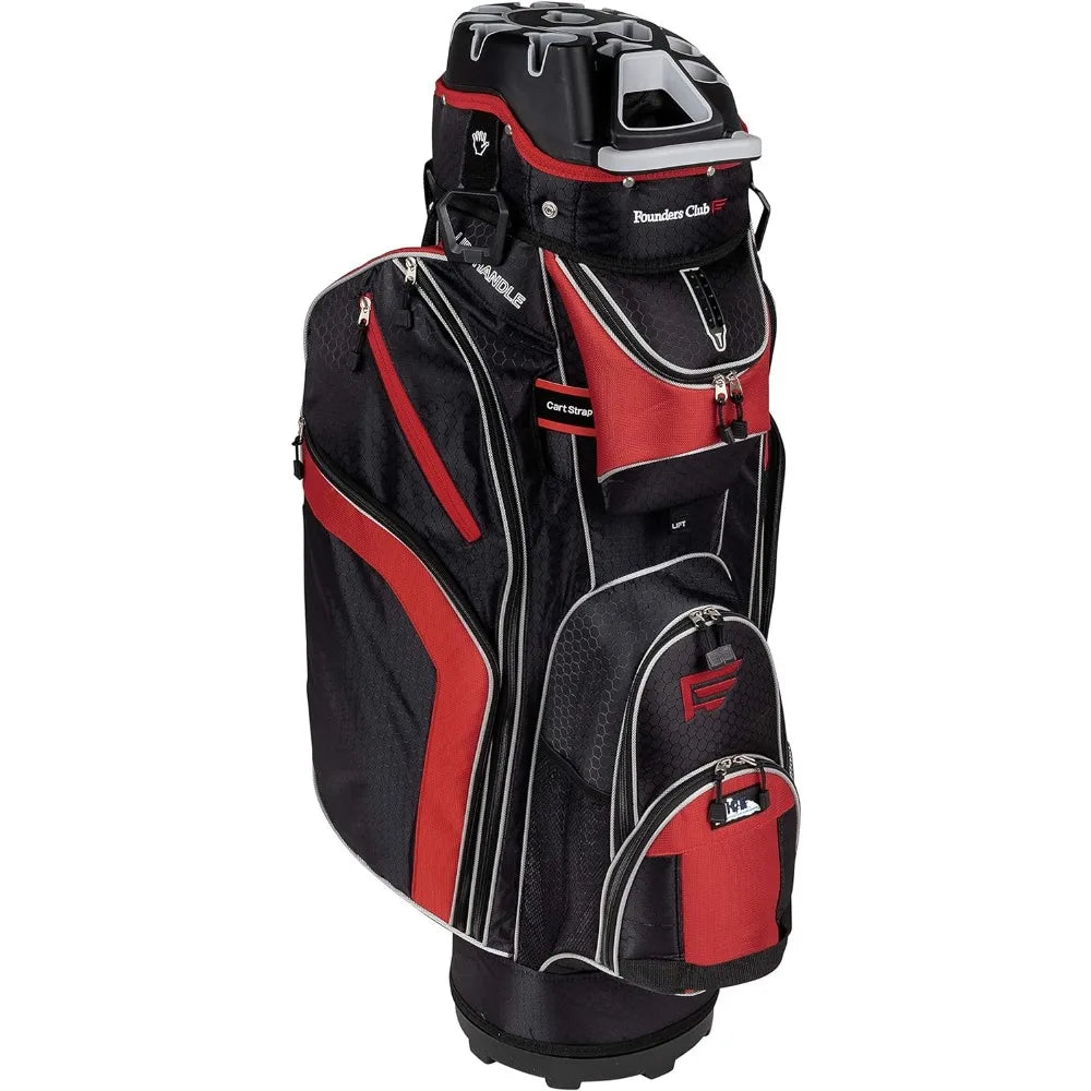 Premium 14-Way Divider Golf Cart Bag – Black & Red | Maximum Club Organization & Storage