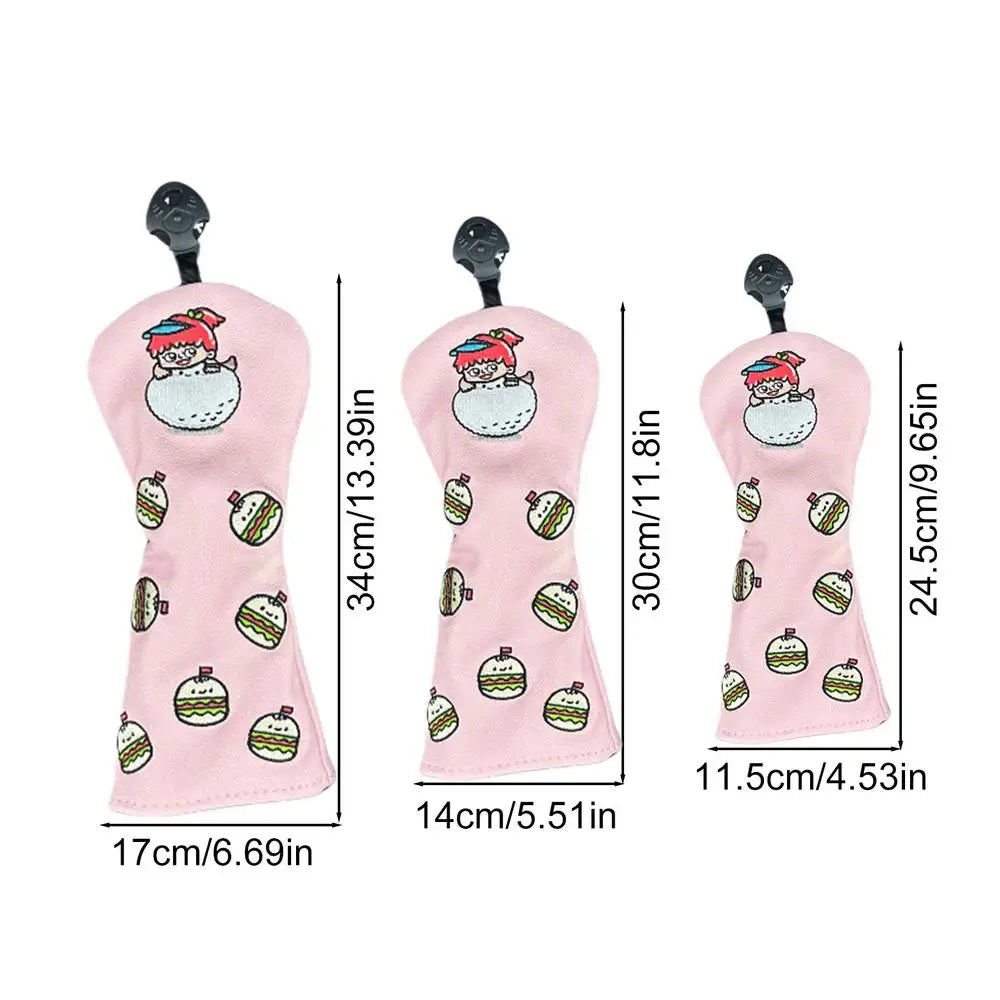 3-Piece Golf Club Headcover Set – Driver, Fairway, Hybrid