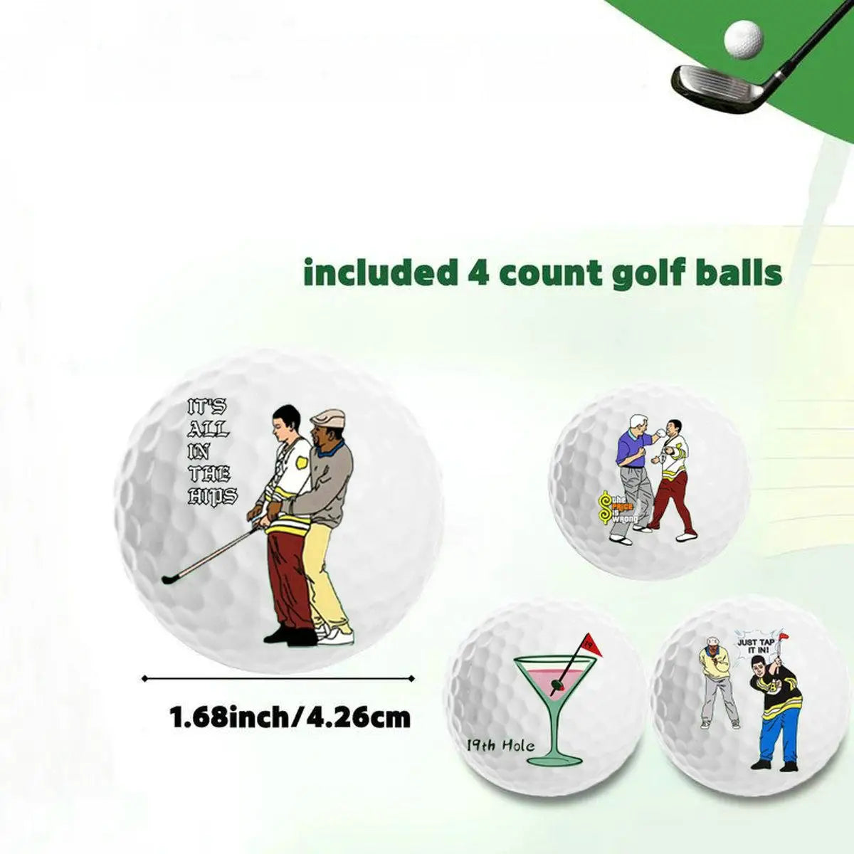 4-Pack Funny Cartoon Golf Balls – Novelty Training Gift Set for Men & Dads