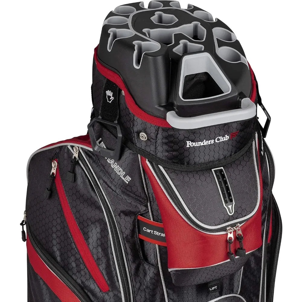 Premium 14-Way Divider Golf Cart Bag – Black & Red | Maximum Club Organization & Storage