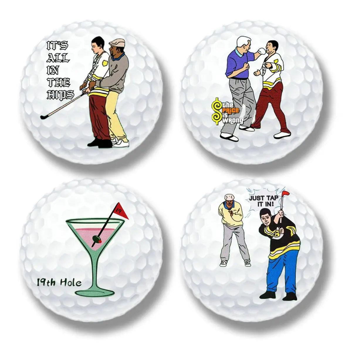 4-Pack Funny Cartoon Golf Balls – Novelty Training Gift Set for Men & Dads