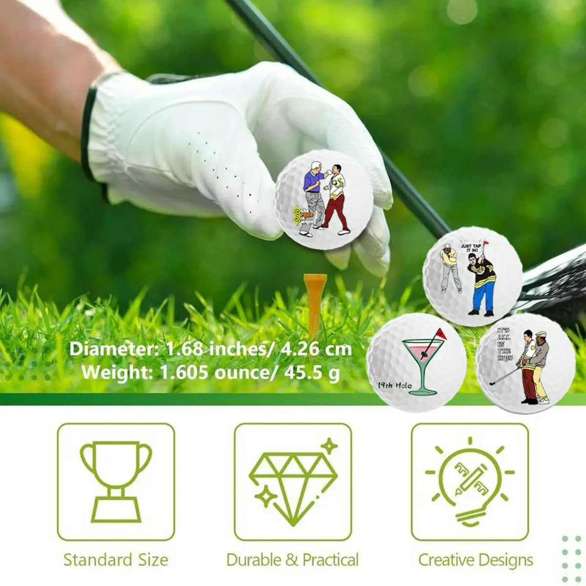 4-Pack Funny Cartoon Golf Balls – Novelty Training Gift Set for Men & Dads