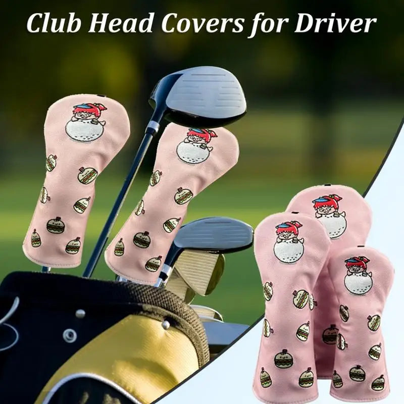 3-Piece Golf Club Headcover Set – Driver, Fairway, Hybrid