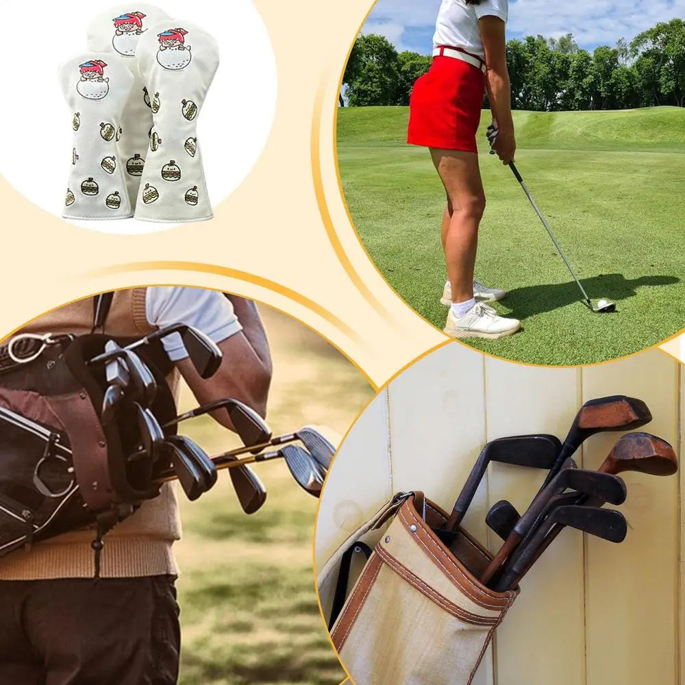 3-Piece Golf Club Headcover Set – Driver, Fairway, Hybrid