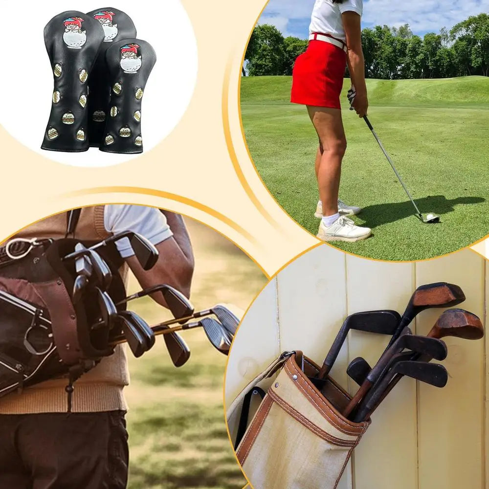 3-Piece Golf Club Headcover Set – Driver, Fairway, Hybrid