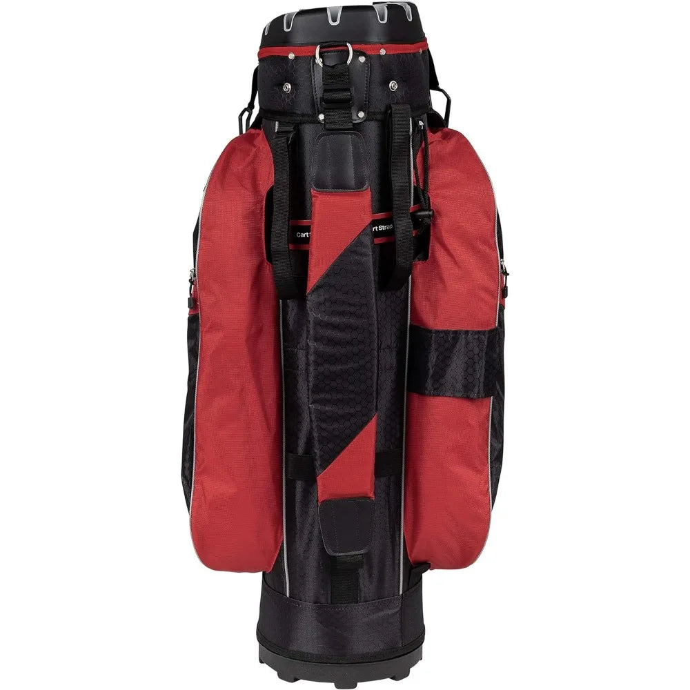 Premium 14-Way Divider Golf Cart Bag – Black & Red | Maximum Club Organization & Storage
