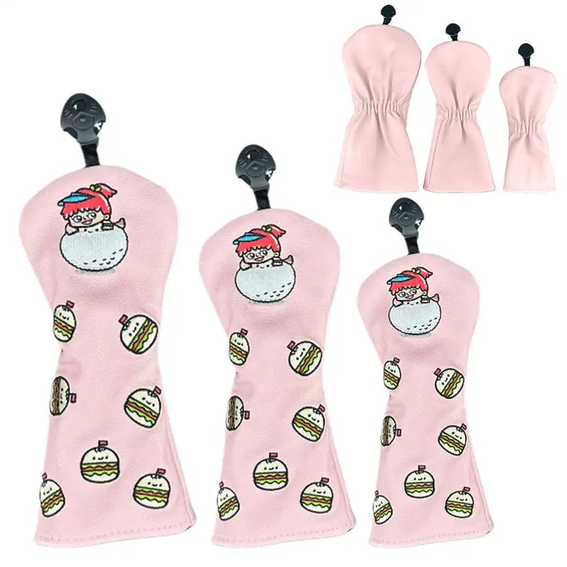3-Piece Golf Club Headcover Set – Driver, Fairway, Hybrid