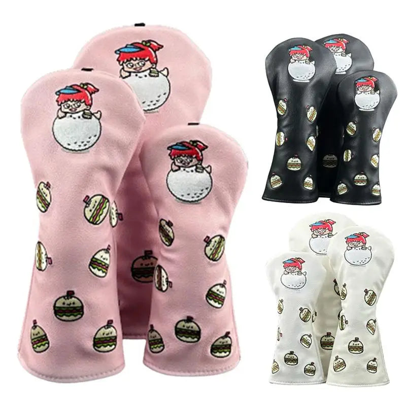 3-Piece Golf Club Headcover Set – Driver, Fairway, Hybrid
