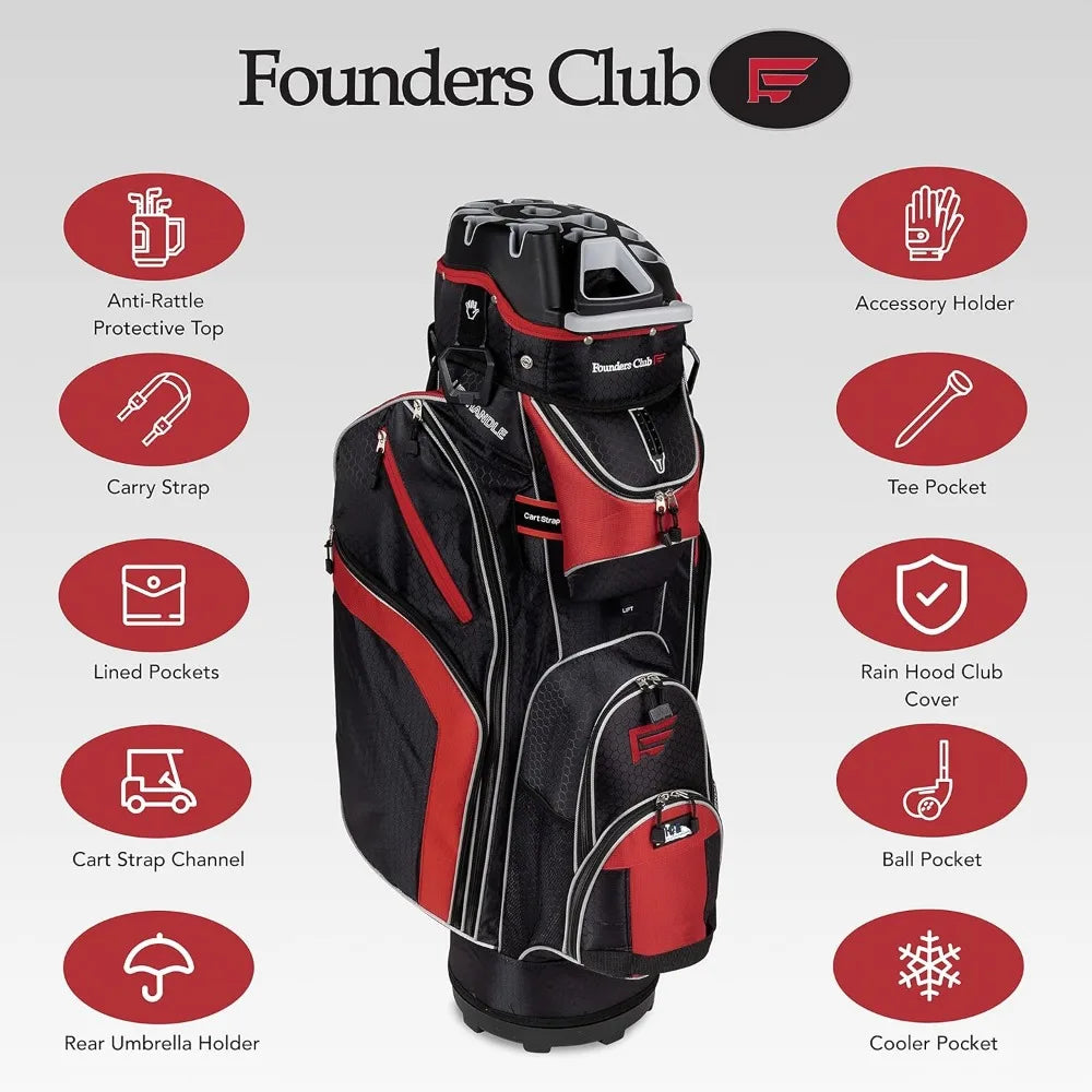 Premium 14-Way Divider Golf Cart Bag – Black & Red | Maximum Club Organization & Storage